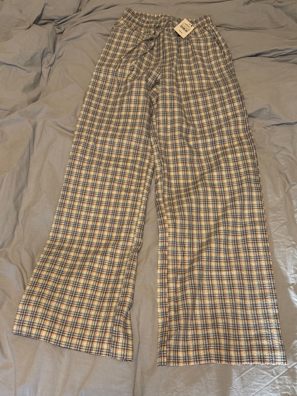 Women’s Plaid Drawstring Lounge Pants - Blue/Gray
